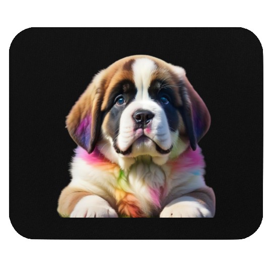 Rainbow Ombre Saint Bernard Puppy Mouse Pads
