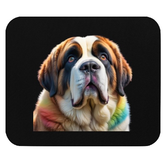 Rainbow Ombre Adult Saint Bernard dog Mouse Pads