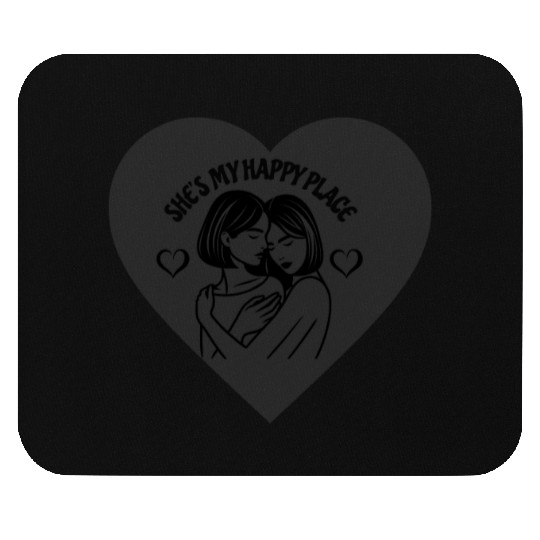 Happy Place Lesbian Couple Mouse Pads