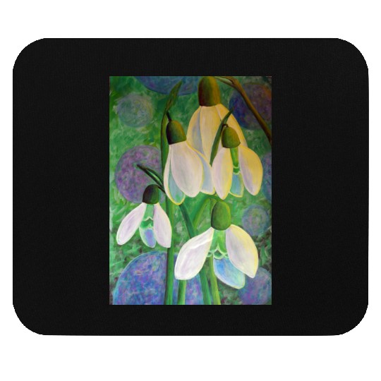 Snowdrops in Space Painting Mouse Pads