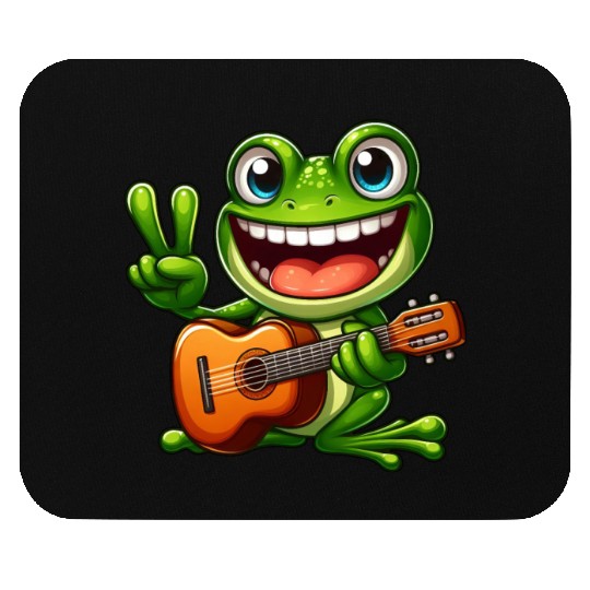 Frog Guitar Guitarist Cute Comic Musician Peace Mouse Pads