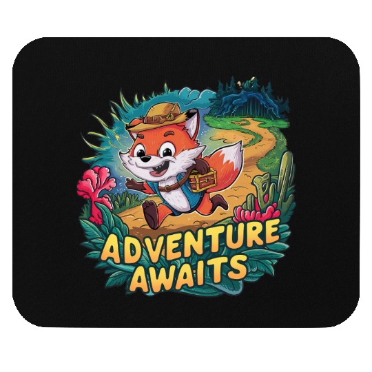 Adventure Awaits Fox Sticker – Playful Wilderness Mouse Pads