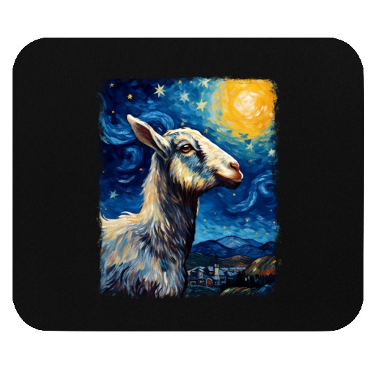 Goat Farm Animal Farmer Starry Night Painting Mouse Pads