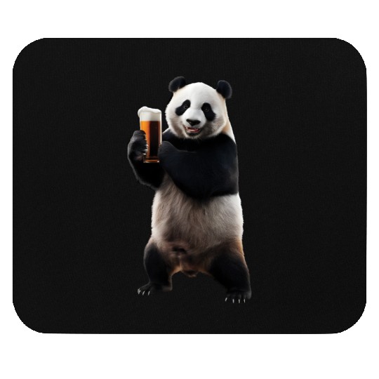 Panda Drinking Beer Realistic Mouse Pads