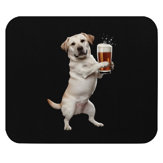 Labrador Drinking Beer Realistic Mouse Pads