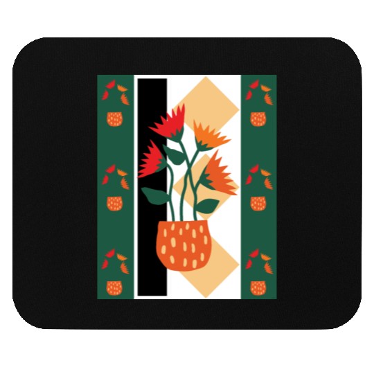 Red-Orange floral abstract art Mouse Pads