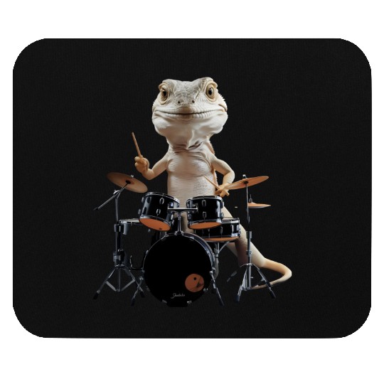 Lizard Playing Drums Realistic Mouse Pads