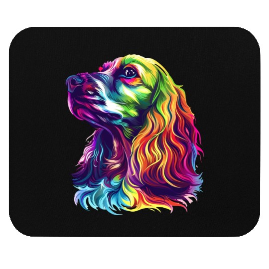Colorful Cocker Spaniel Portrait Art Mouse Pads