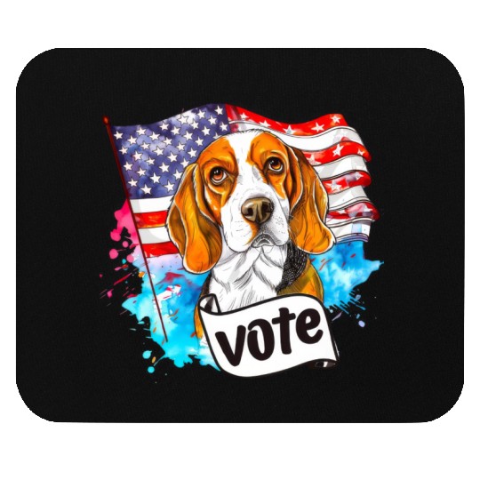 Beagle Dog Vote US Flag Election 2024 Mouse Pads