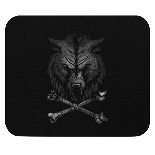 Wolf Skull and Crossbones Mouse Pads