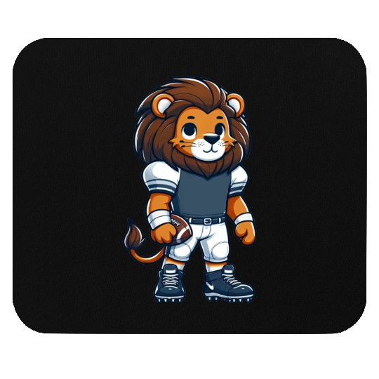 Cute American Football Player Lion Mouse Pads