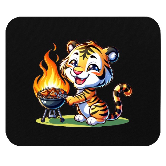 Cute BBQ Tiger Mouse Pads