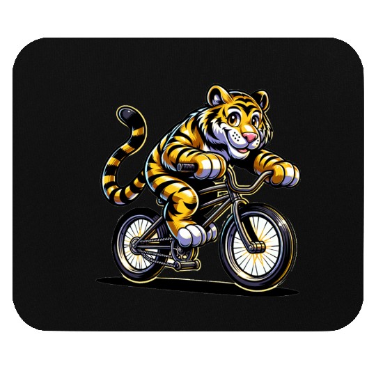 Cute Cyclist Tiger Mouse Pads