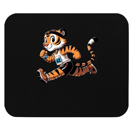 Cute Marathon Runner Tiger Mouse Pads
