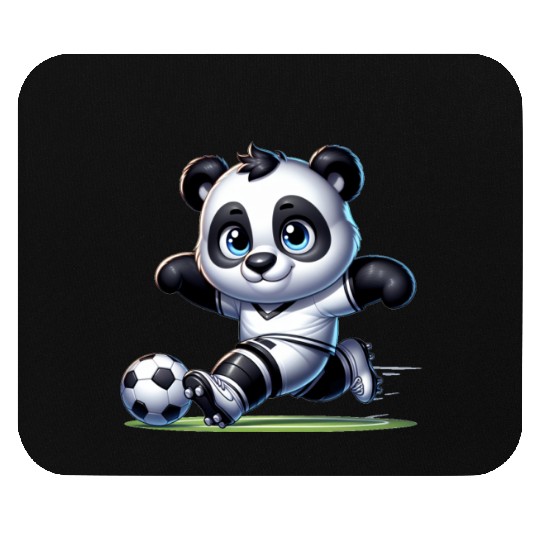 Cute Soccer Player Panda Mouse Pads