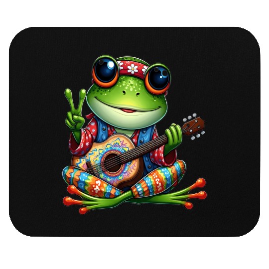 Cute Guitar Frog Mouse Pads