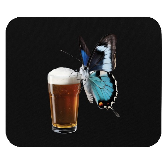 Butterfly Drinking Beer Realistic Mouse Pads