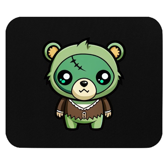 Illustration kawaii brown bear dressed as a zombie Mouse Pads