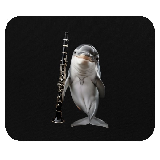 Dolphin Playing Clarinet Realistic Mouse Pads