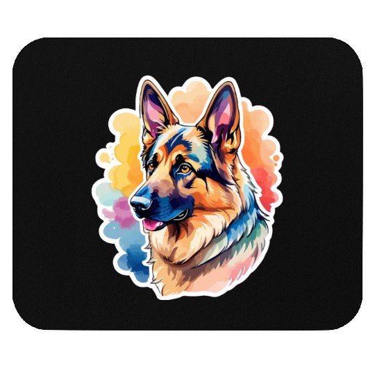 German Shepherd Watercolor Mouse Pads