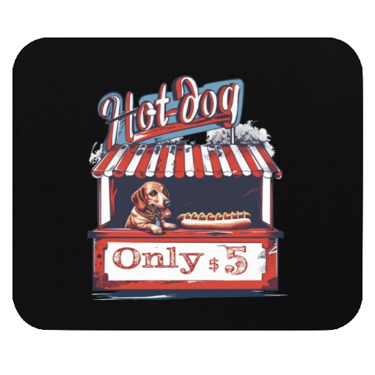 Dachshund Dog in a Hot-Dog Stand Wiener Mouse Pads