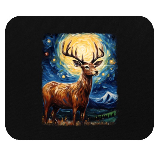 Deer Hunter Deer Hunting Starry Night Painting Mouse Pads