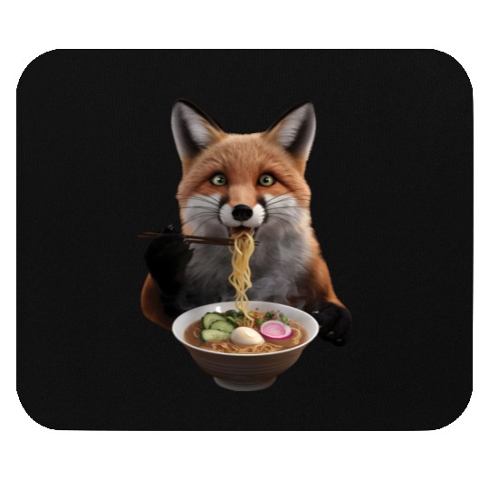 Fox Eating Ramen Realistic Mouse Pads