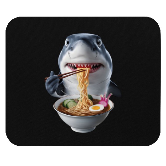 Shark Eating Ramen Realistic Mouse Pads