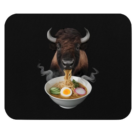 Bison Eating Ramen Realistic Mouse Pads