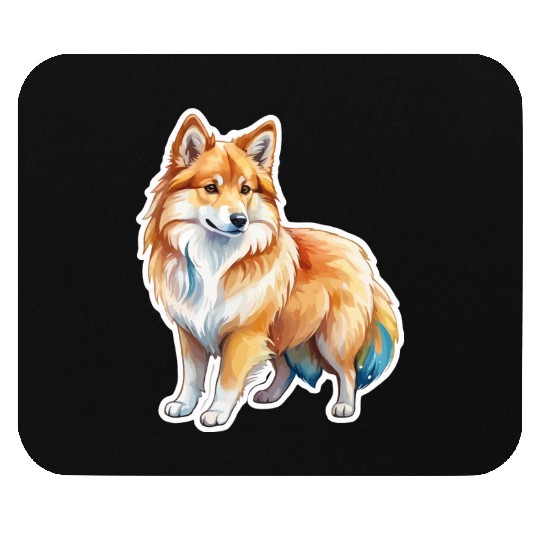 Icelandic Sheepdog Watercolor Mouse Pads