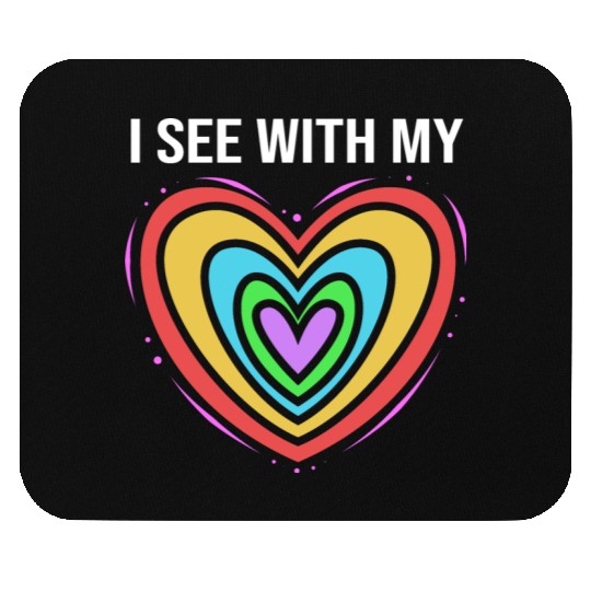 Rainbow Heart Blind Awareness I See With My Heart Mouse Pads