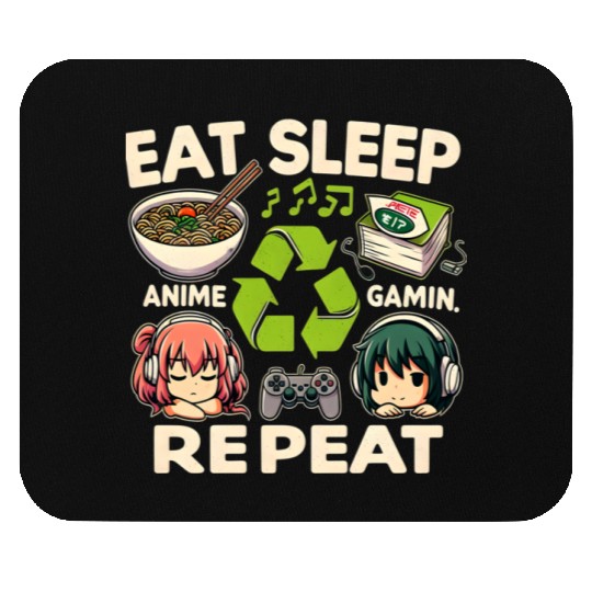 Cute Anime Eat Sleep Anime Repeat Manga Mouse Pads