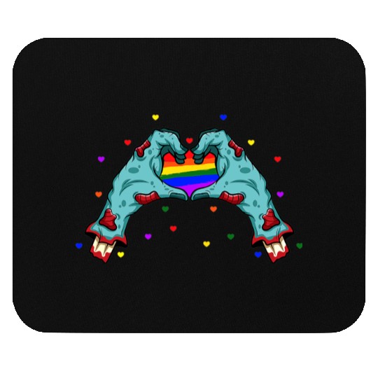 Halloween Hand Skeleton Heart LGBT Pride Rainbow Mouse Pads