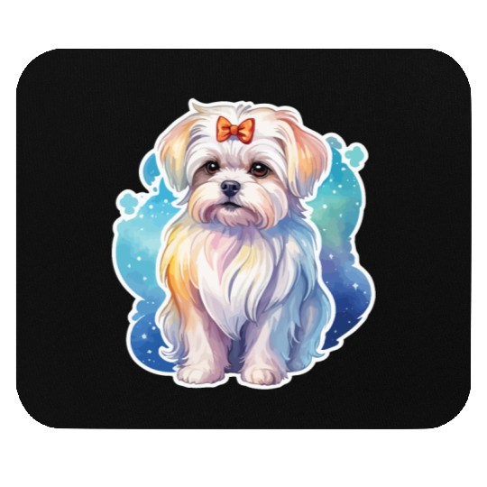 Maltese Dog Watercolor Mouse Pads