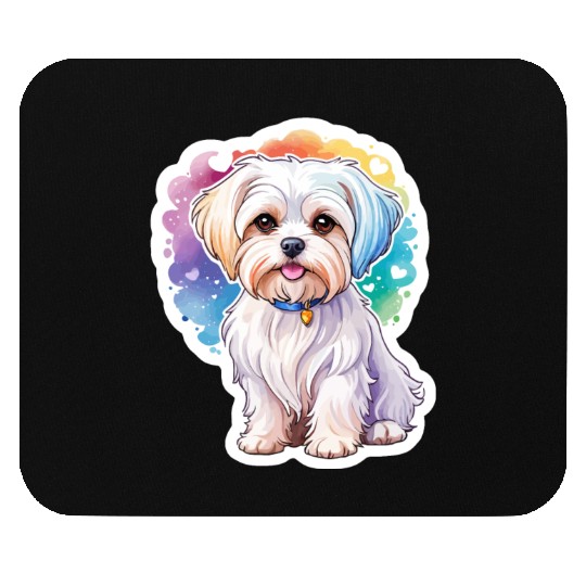 Maltese Dog Watercolor Mouse Pads