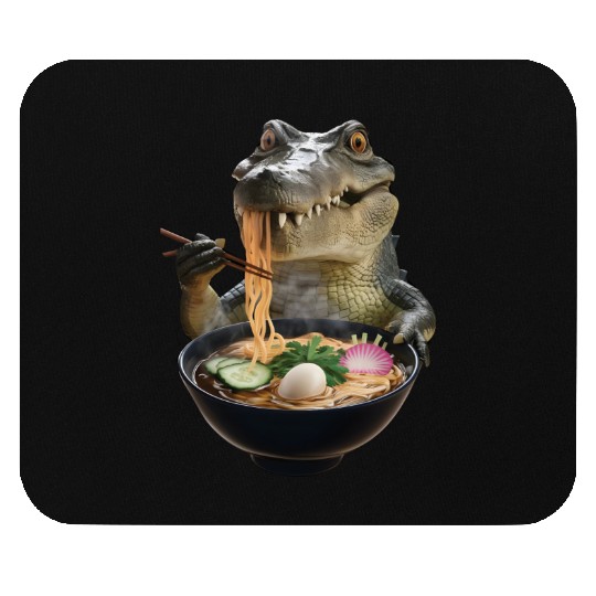 Crocodile Eating Ramen Realistic Mouse Pads
