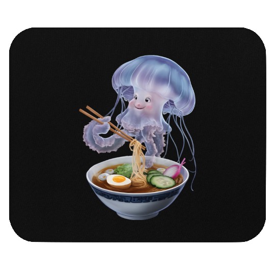 Jellyfish Eating Ramen Realistic Mouse Pads
