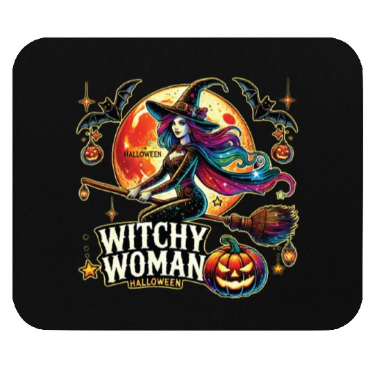 Couple Halloween Husband Witchy Woman Halloween Mouse Pads