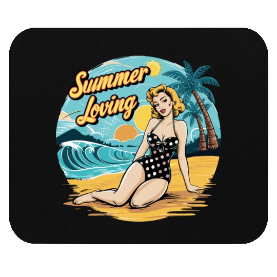 Retro Summer Loving Beach Vibes for a Beach Lover Mouse Pads
