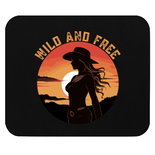 Wild and Free Cowgirl Retro Sunset Mouse Pads