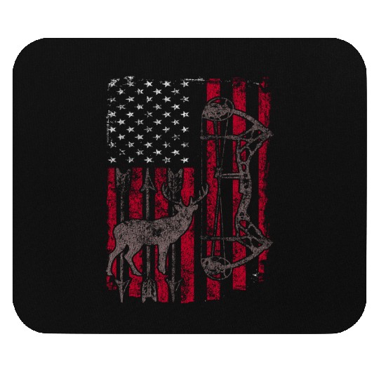 American Flag Deer Elk Hunting USA Patriotic Mouse Pads