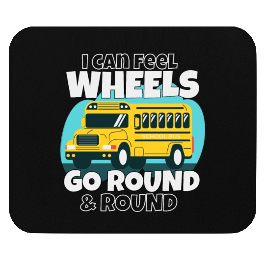 Cute back to school bus wheels go round and round Mouse Pads