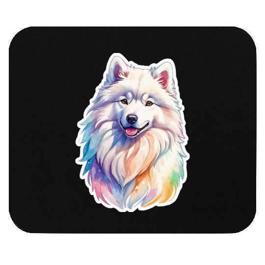 Samoyed Dog Watercolor Mouse Pads