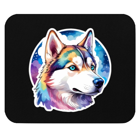 Siberian Husky Watercolor Mouse Pads