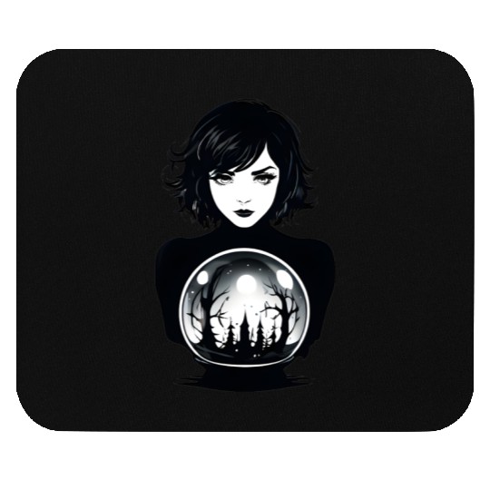 Witchy Woman Gazing into a Crystal Ball Mouse Pads