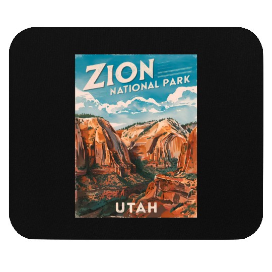Vintage Travel Zion National Park Utah Landscape Mouse Pads