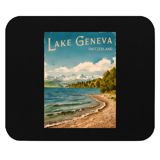 Vintage Travel Lake Geneva Switzerland Retro Mouse Pads