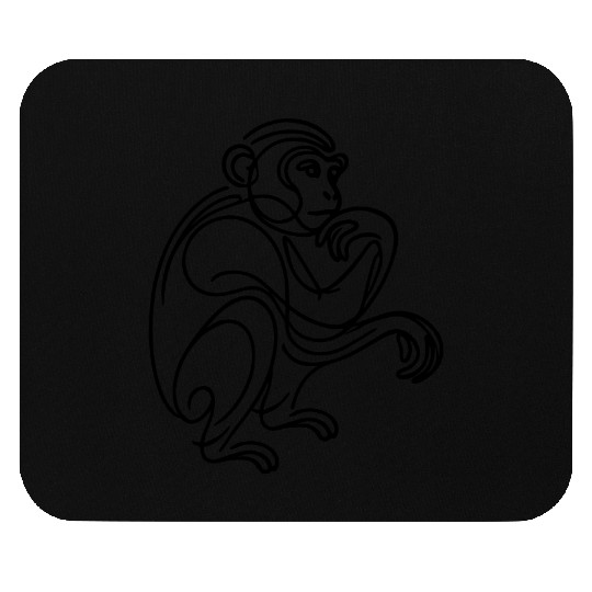Contemplative Monkey in line Art Mouse Pads
