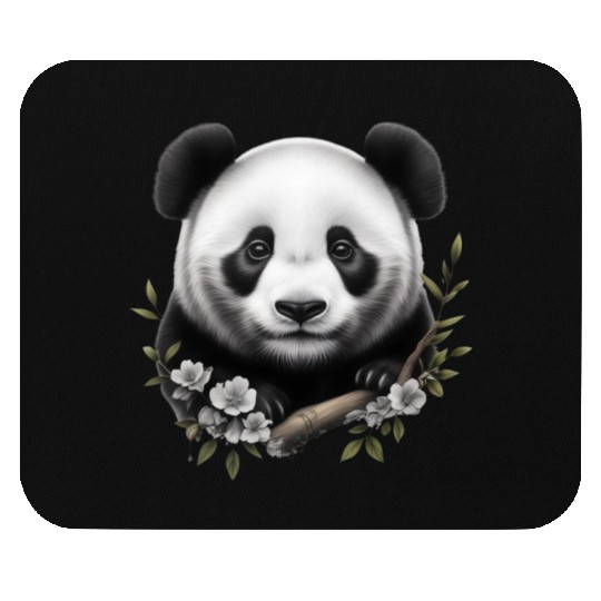 Cute Panda with Flowers Mouse Pads