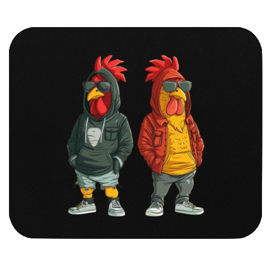 Fashionable chickens in hip streetwear Mouse Pads